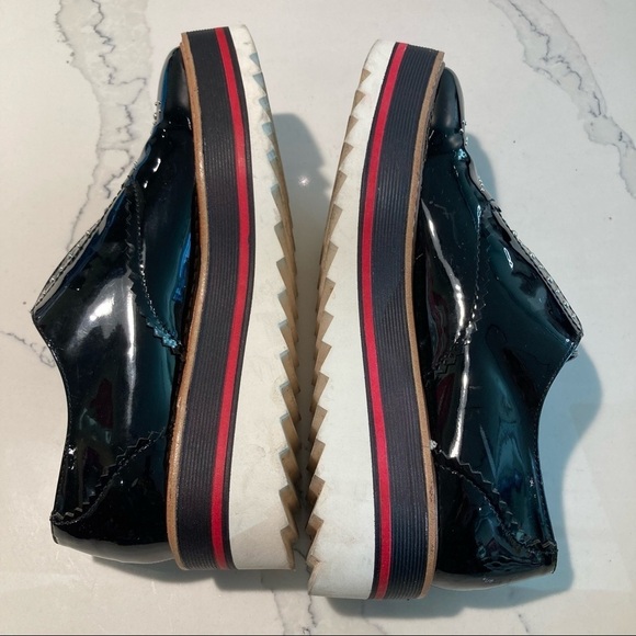 ZARA Sz 38 Patent Leather Studded Brogue Platform Slip On Shoes - Picture 12 of 12